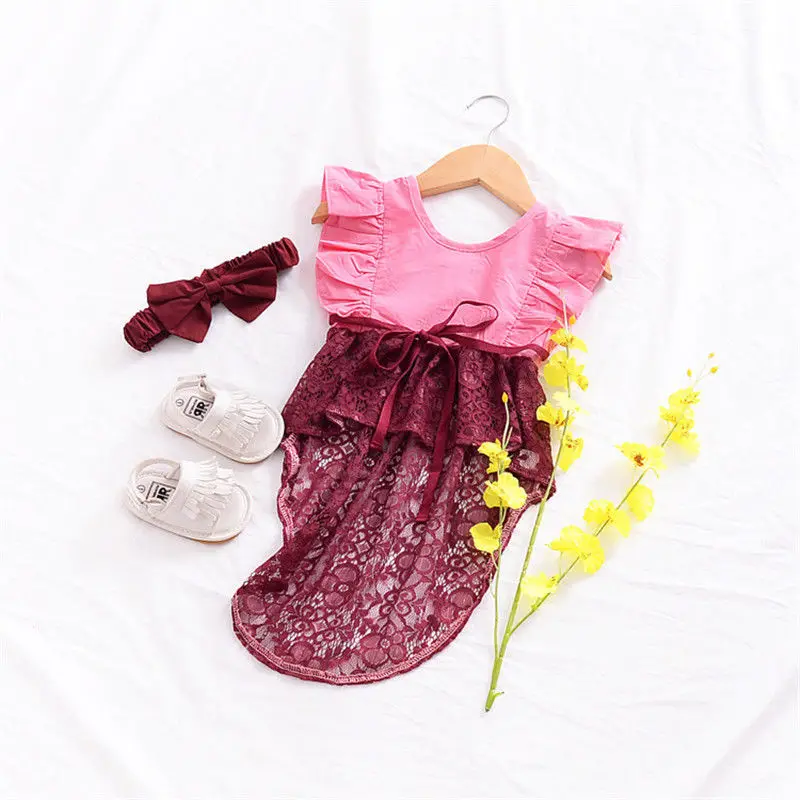 Vintage Toddler Kid Baby Girls Lace Flower Party Pageant Tutu Dress Tops Clothes Patchwork Children Girl Enfant Dresses Lovely | Детская