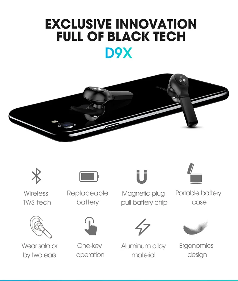 Слог D9X TWS True беспроводные стерео наушники магнит D9X Bluetooth V5.0 спортивные наушники с двойным микрофоном