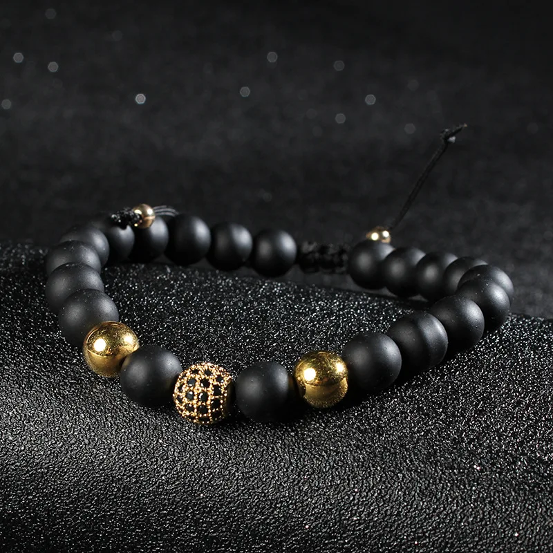 1 шт. 8 мм браслет из розового золота с черным кубическим цирконием матовая