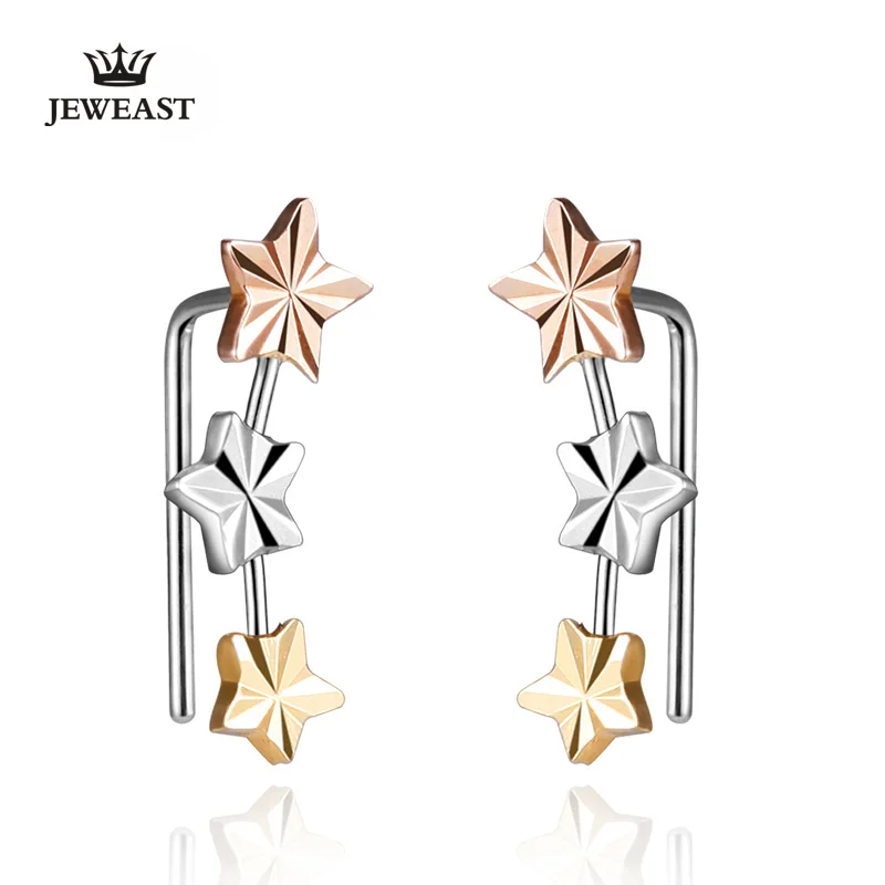 18 карат желтое/белое/розовое золото серьги гвоздики для женщин девушек звезды