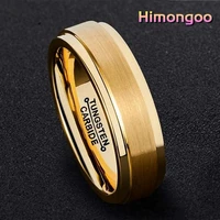 himongoo 6mm gold mens tungsten carbide ring wedding band mens middle wire brushed scratch proof