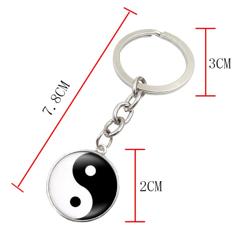 Модный Шарм брелок Инь и Ян Тай Чи стеклянный круглый купол кулон Llaveros Mujer новинка