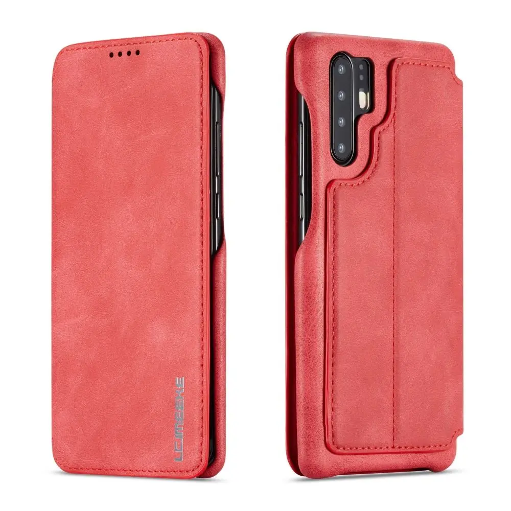 L-FADNUT, деловой винтажный Чехол-кошелек для huawei P20 Lite, чехол, роскошный элегантный флип-чехол с подставкой из искусственной кожи, чехол для P30 Pro - Цвет: Red