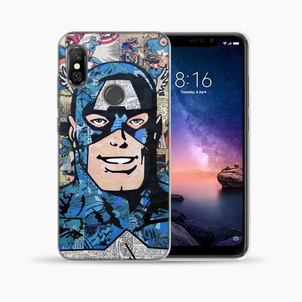 Для Xiaomi mi A1 A2 8 Lite 9 Pocophone F1 5X 6X крышка Капитан Америка, Железный человек, мягкий TPU чехол для Red mi 5 5A 6 Note 4 4X5 6 7 Pro