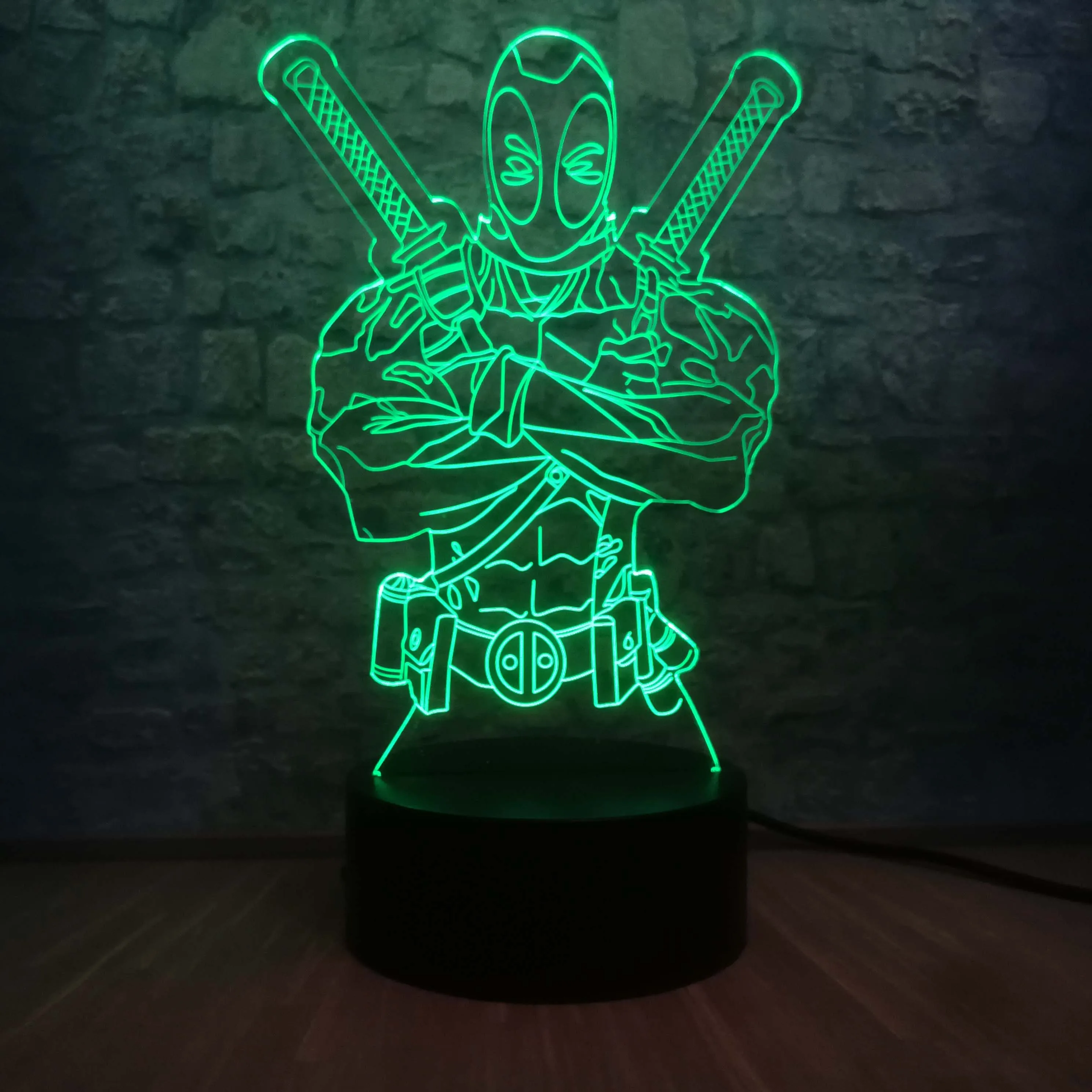 3D светодиодный ночной Светильник Marvel Deadpool Cool Hero RGB Lampara Lava многоцветная
