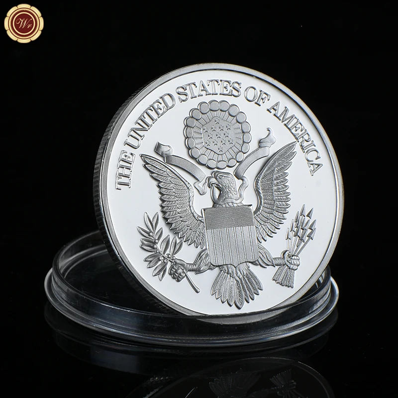 

WR US Silver Plated Metal Challenge Coin Liberty Commemorative Silver Coins for Collectibles Business Gifts