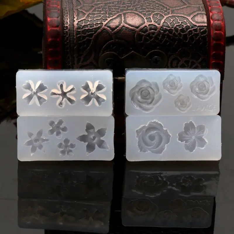 

4Pcs 3D Silicone Flowers Nail Art Mold UV Expory Resin Cabochon Jewelry Making 4.1x 1.9 x 0.7 cm