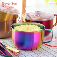 1 pcs multifunction noodle bowl with handle ring salad ice cream soup instant noodle bowl food container kitchen tablewares
