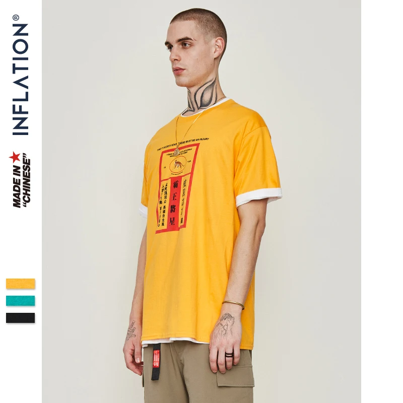 Инфляция возлюбленных футболка китайский Забавный принт с коротким рукавом