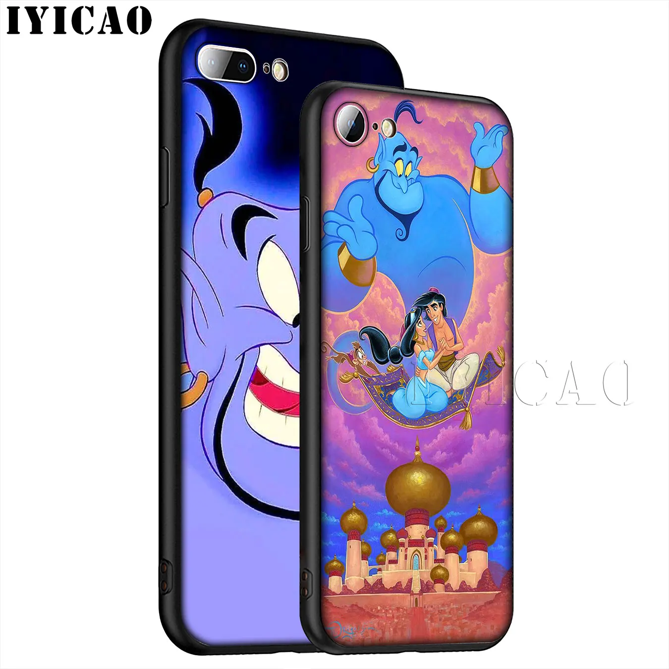IYICAO Anime Aladdin Cartoon Soft Silicone Phone Case for iPhone XR X XS 11 Pro Max 6 6S 7 8 Plus 5 5S SE TPU Black Cover |