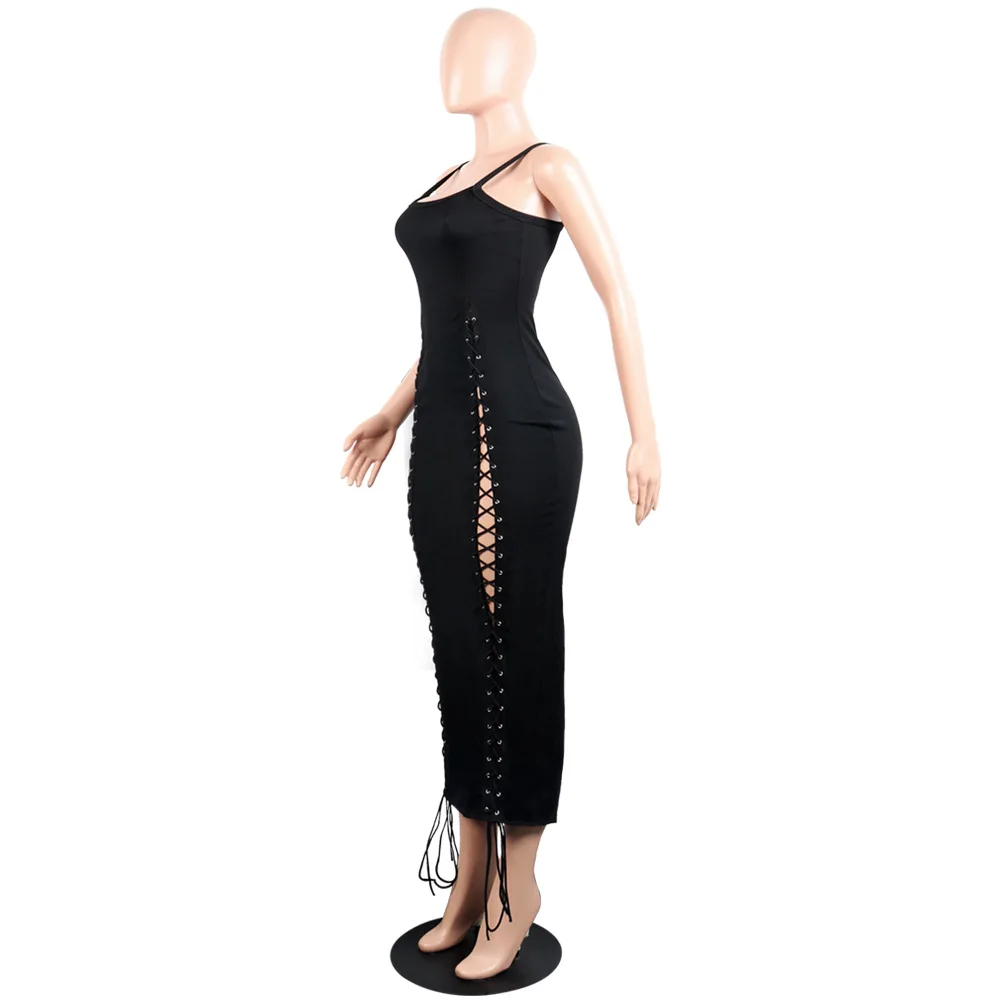 Сексуальная bodycon вечерние Женское платье без рукавов с низким вырезом на спине платье-футляр Черная рифленная открытое Летнее Длинное платье vestidos robe femme