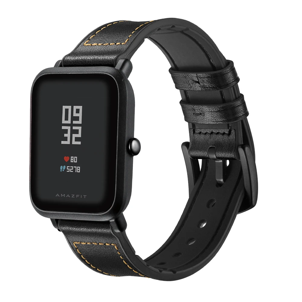 20 мм кожаный ремешок для Xiaomi Huami Amazfit BIP BIT Смарт-часы браслет для Xiaomi Amazfit ремешок из натуральной кожи ремень