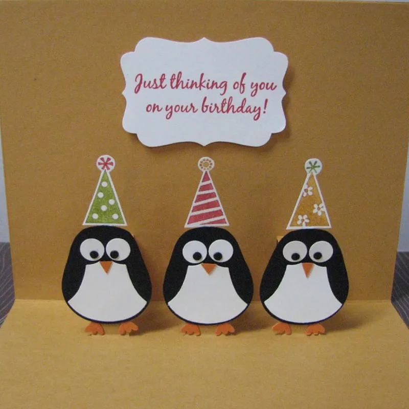 Пингвин 3 вида шляп трафарет металлические Вырубные штампы вырезание практики