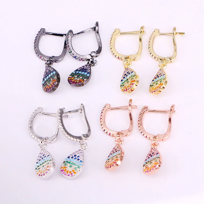 

6Pairs, Micro Pave Colorful CZ Drop Multi Jewelry Dangle Earrings Crystal Earrings For Women Girls