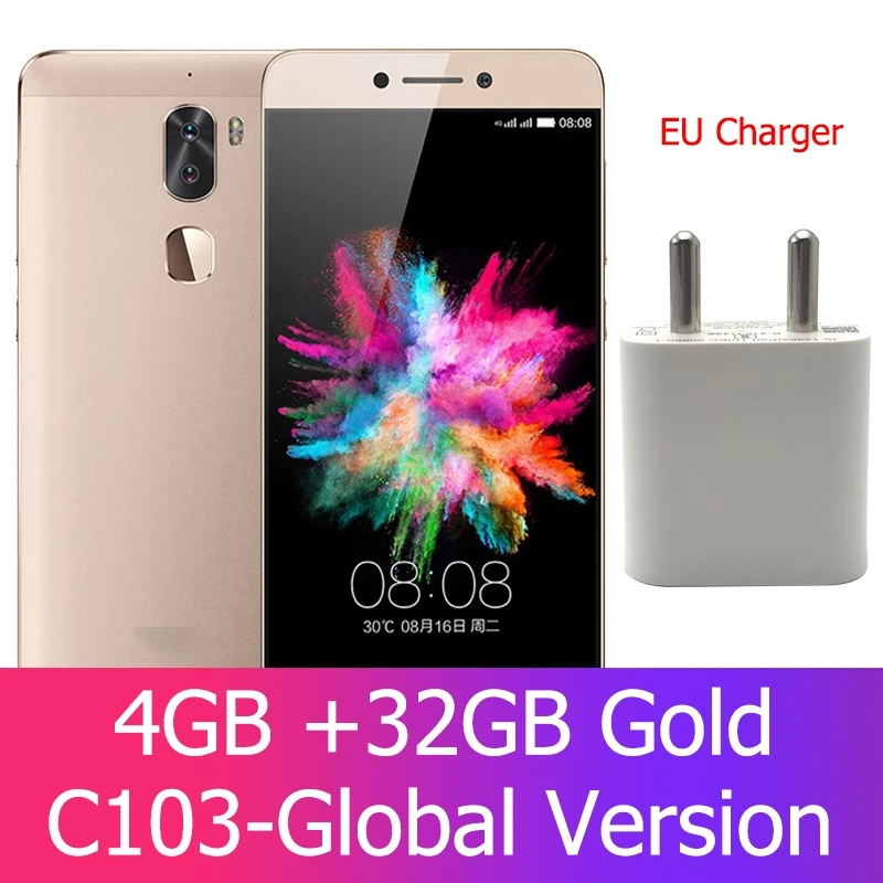 c103 4g32g gold Мобильный телефон Leeco cool 1 Letv Cool1 4G LTE с глобальной прошивкой, Android 6,0, 5,5 дюймов, FHD, четыре ядра, двойная тыловая камера, отпечаток пальца ID - Цвет: c103 4g32g gold