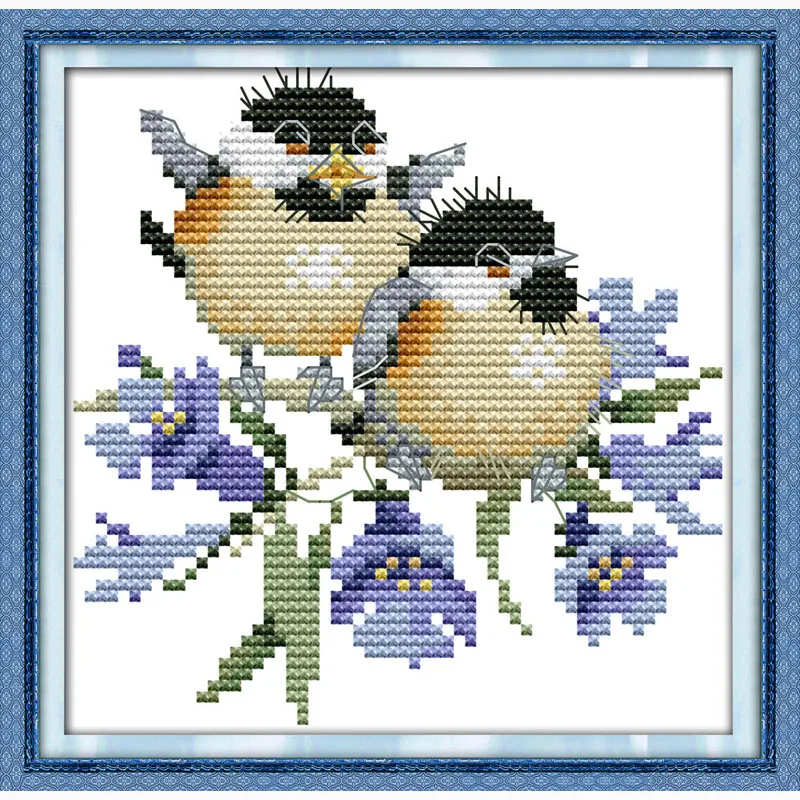 

Набор для вышивки крестиком The chatted birds on Bluebell 11CT & 14CT, настенная подвесная вышивка «сделай сам», украшение для дома