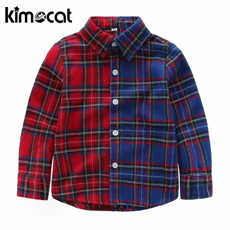 Новые детские рубашки Kimocat для мальчиков модные классические повседневные