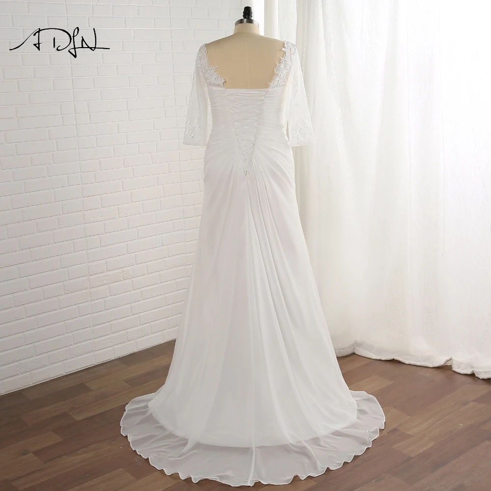 Женское шифоновое платье ADLN свадебное с рукавами и V образным вырезом 2020|plus size