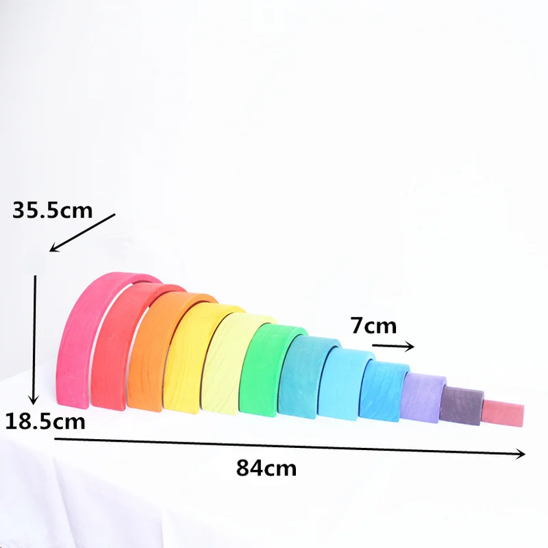 

12Pcs wooden rainbow blocks Toy building blocks For Kid Rainbow Stacking Sorter Montessori Toy Kids Room Decor