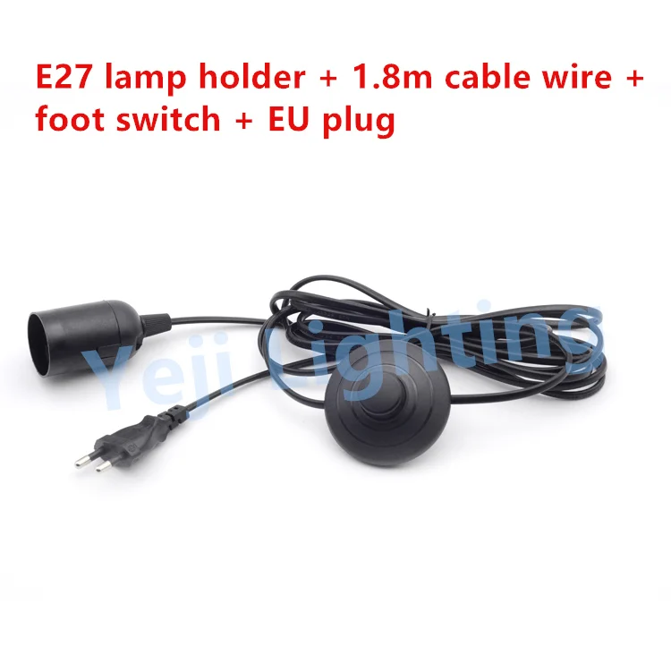 Ножной выключатель с европейской вилкой провод 1 8 м патрон для лампы E27 черная