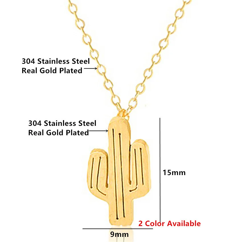 Gold Color Desert Cactus Stud Earrings Pendant Necklace Men Women Trendy Jewelry Set Stainless Steel Brinco Conjunto Feminino | Украшения и