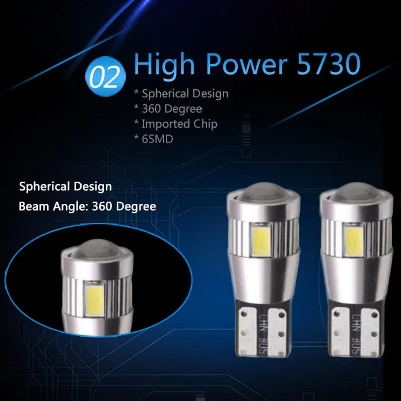 Автомобильный светильник s T10 W5W led 194 168 12V CANBUS светодиодная лампочка SMD 6000K белая