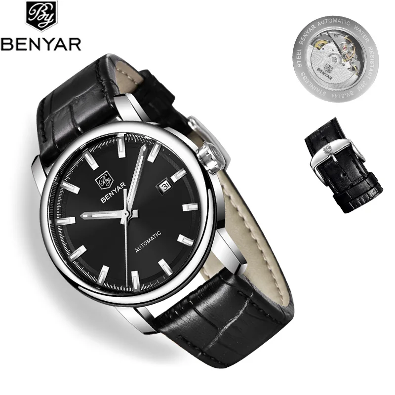 

BENYAR, новинка 2019, мужские часы от ведущего бренда, Роскошные автоматические часы, мужские черные часы, механические наручные часы, мужские ча...