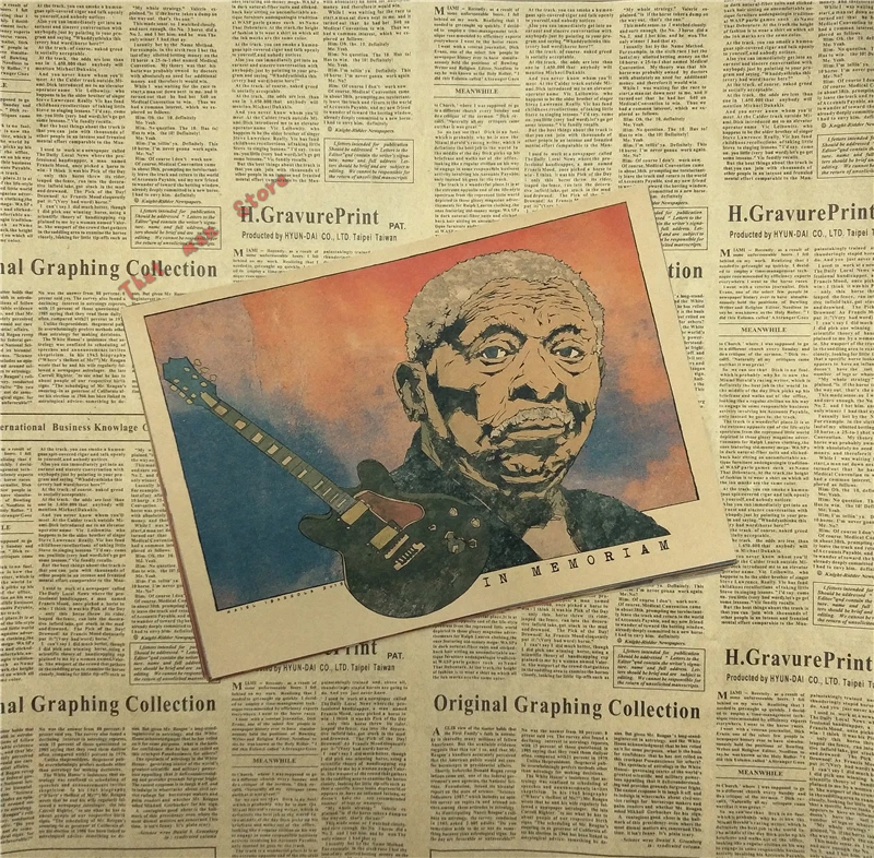Винтажный постер B.B.KING Kraft ретро ностальгия рок старый гитарист Брюс блюз | Дом и