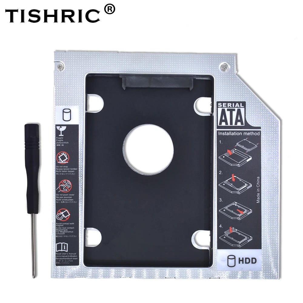 TISHRIC 9,5 мм SATA 3,0 Caddy для 2nd 2,5 HDD SSD жесткий диск с двойным светодиодным корпусом чехол Универсальный DVD-ROM адаптер Optibay