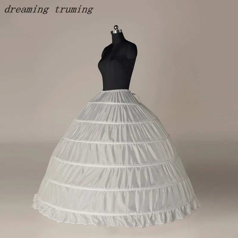 Горячая Распродажа белое свадебное платье Нижняя юбка 6 обручей дешевое бальное