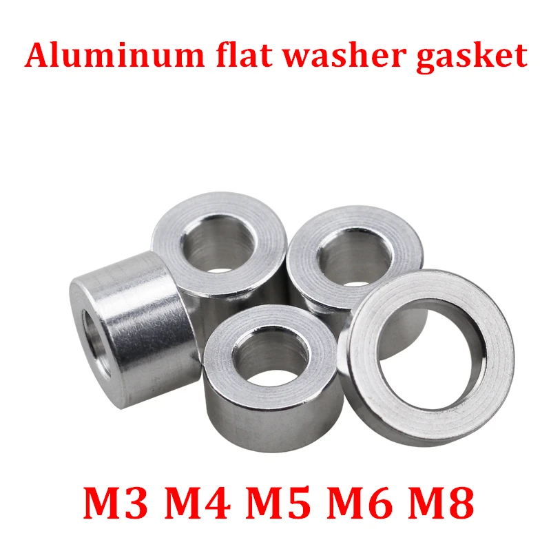 10pcs Aluminum Bushing Gasket M3 M4 M5 M6 M8 aluminum flat washer gasket CNC Sleeve No thread standoffs spacer