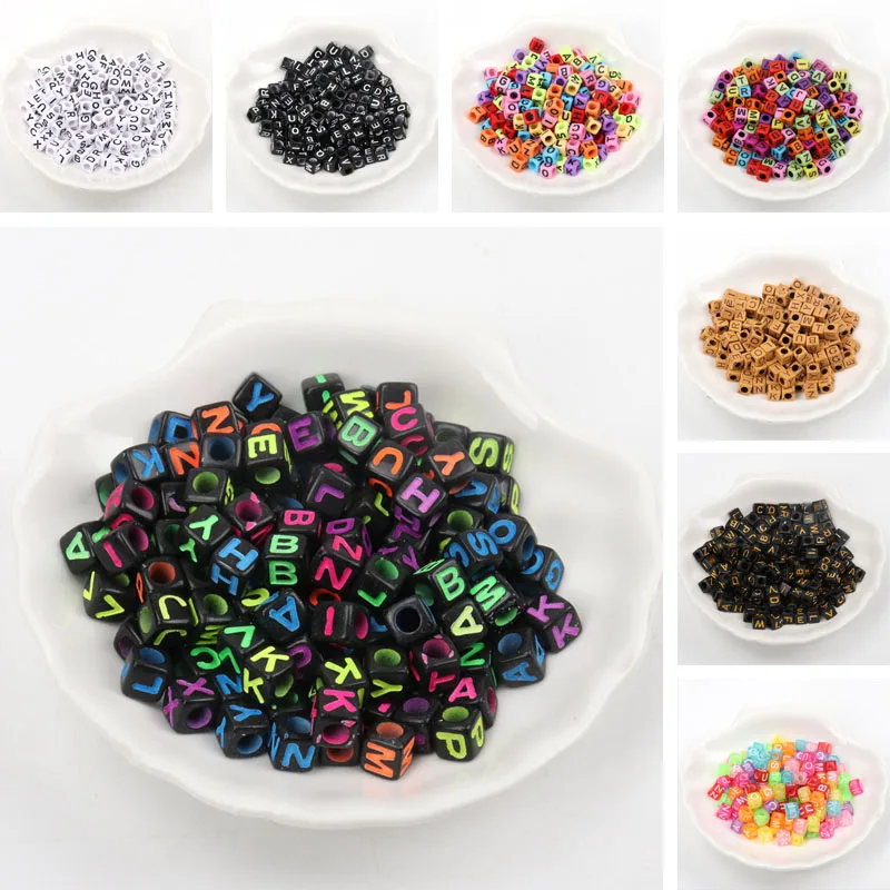 Кубики 100 шт. случайные смешанные белые и черные квадратные буквы алфавит