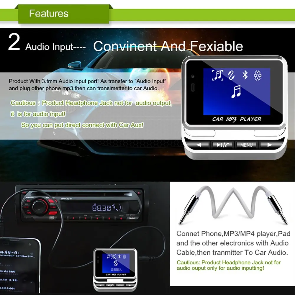 1," lcd Автомобильный MP3 FM передатчик модулятор Bluetooth Handsfree Музыка MP3 аудио плеер с пультом дистанционного управления Поддержка TF карты/USB