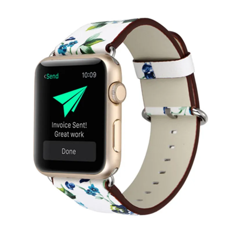 Чехол для Apple Watch 40, 42, 44, 38 мм кожаный чехол для часов серии 5, 4, 3, 2, 1 освежающий цветочный ремешок для часов с китайской росписью