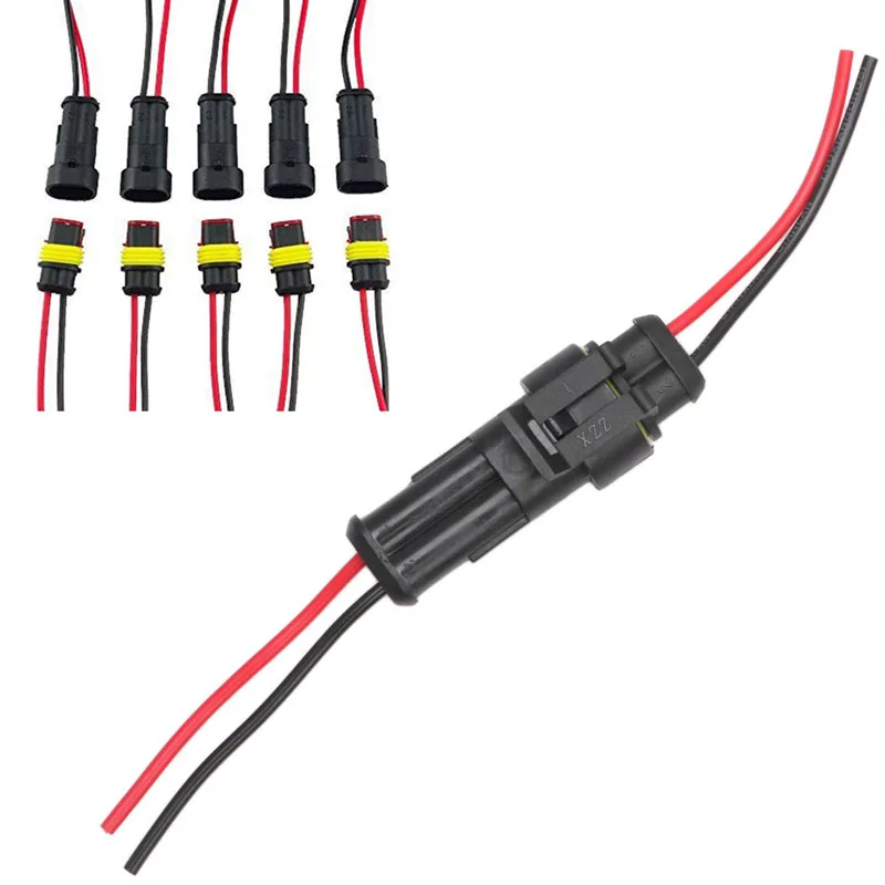 5 комплектов 2 контактный Автомобильный Электрический разъем с проводом AWG