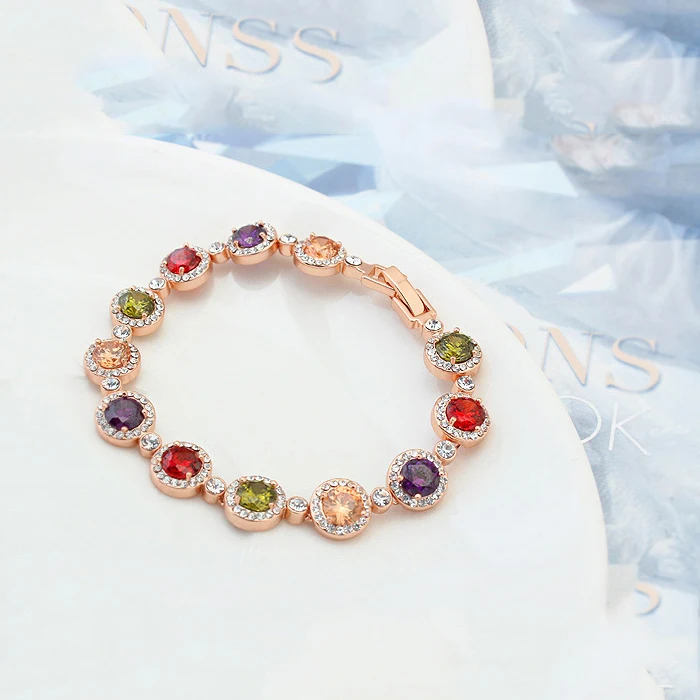 MALANDA Brand Fashion Crystal From Swarovski Colorful Round Zircon Bracelets Bangles For Women Girl Luxury Wedding Party Jewelry | Украшения