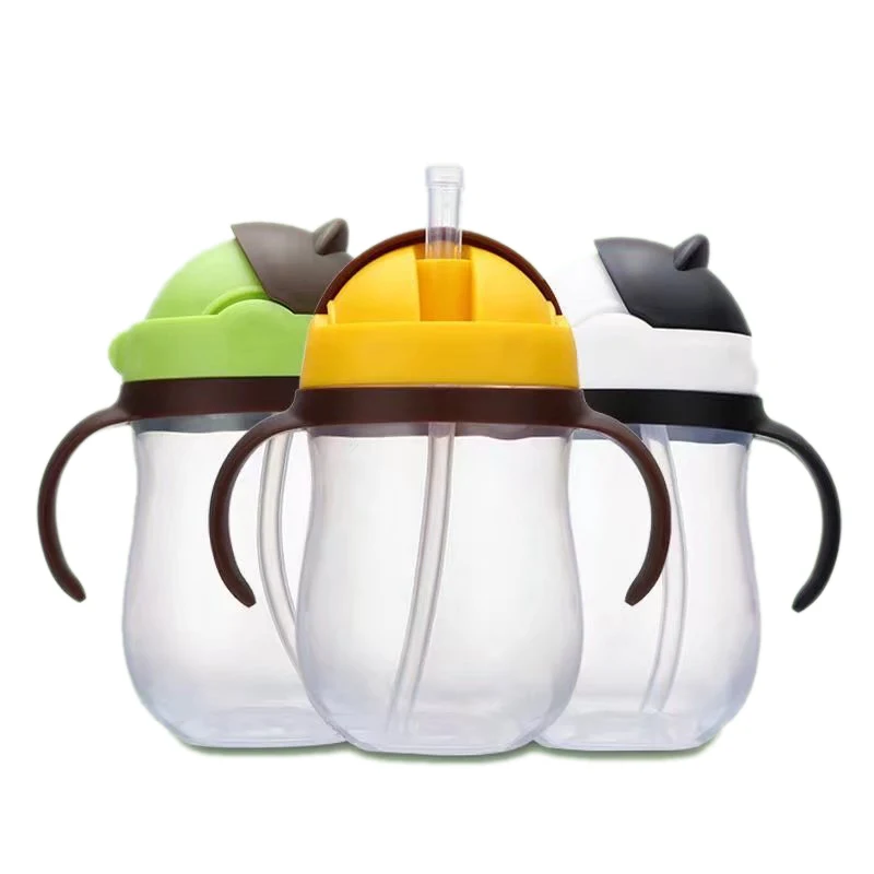 Детские бутылочки для кормления 330 мл детские с ручкой питья соломенными чашками