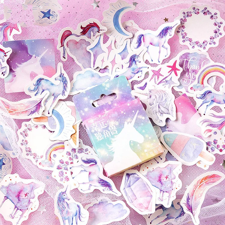 

46Pcs/Pack Cute Unicorn Decorative Quality Stickers Scrapbooking Sticky Label Diary Stationery Album Stickers School Tools