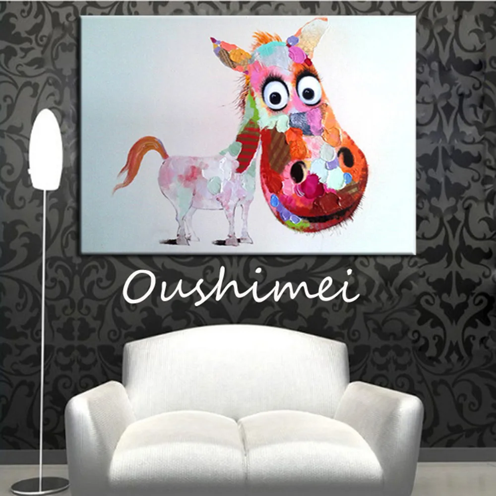 Ручная роспись прекрасный пони стены искусства красота Смешные животные