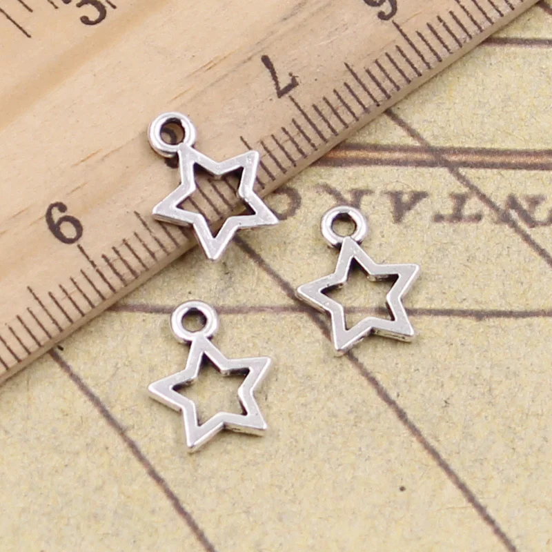 

60pcs Charms Star Pentagram 13x10mm Antique Bronze Silver Color Pendants Making DIY Handmade Tibetan Finding Jewelry