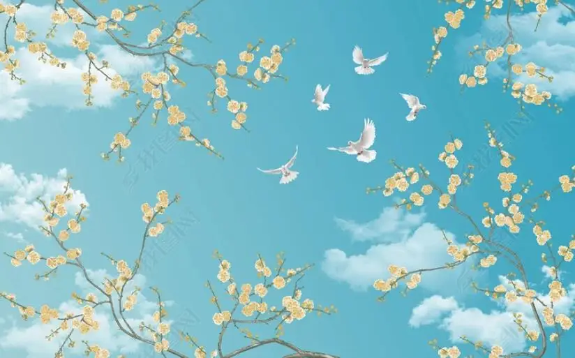 Голубое небо и белые облака потолочные обои для стен 3 d домашний Декор 3d