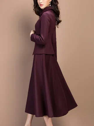 Комплект из двух предметов Осень-зима 2019 элегантное шерстяное пальто и юбка