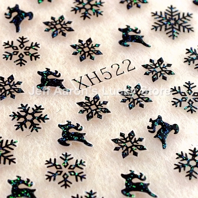 5 листов зимние Рождественские 3d наклейки для ногтей маникюра блестящие