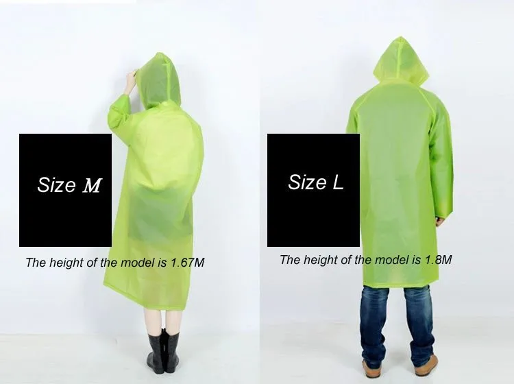 EVA экологический безопасный дождевик с капюшоном для мужчин и женщин, водонепроницаемая дождевик, пончо выше колена, дождевик