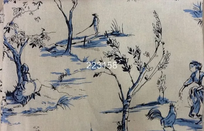 Хлопчатобумажная и льняная ткань шириной 150 см с принтом сельской жизни два цвета