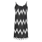 Женское модное летнее платье с волнистым узором, праздничное платье без рукавов на бретелях с кисточками, повседневное праздничное платье без рукавов, одежда