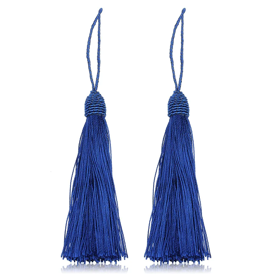 royal blue Lacoogh 10 шт./лот 13 цветов 15 см Хлопок Длинная подвеска с шёлковой кисточкой узел кисти для Серьги Подвески DIY ювелирных изделий - Цвет: royal blue