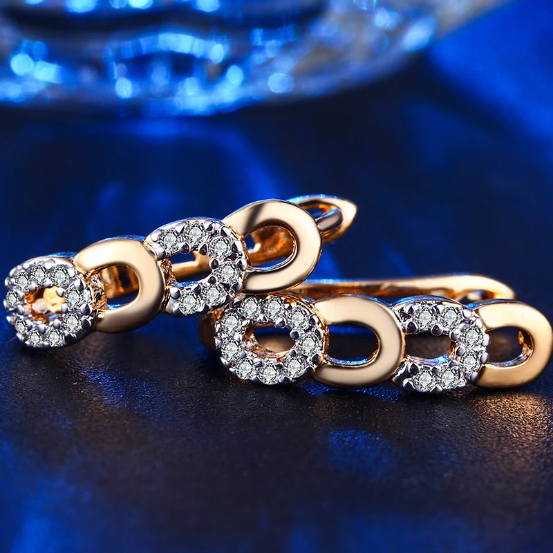 Серьги золотой круг женские круглый бижутерии AAA циркон кольцо серьги милые