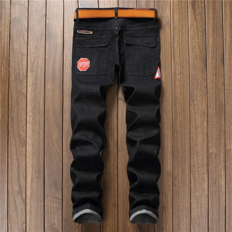 Личность значок лоскутное Джинсы для женщин Для мужчин Рваные джинсы модный