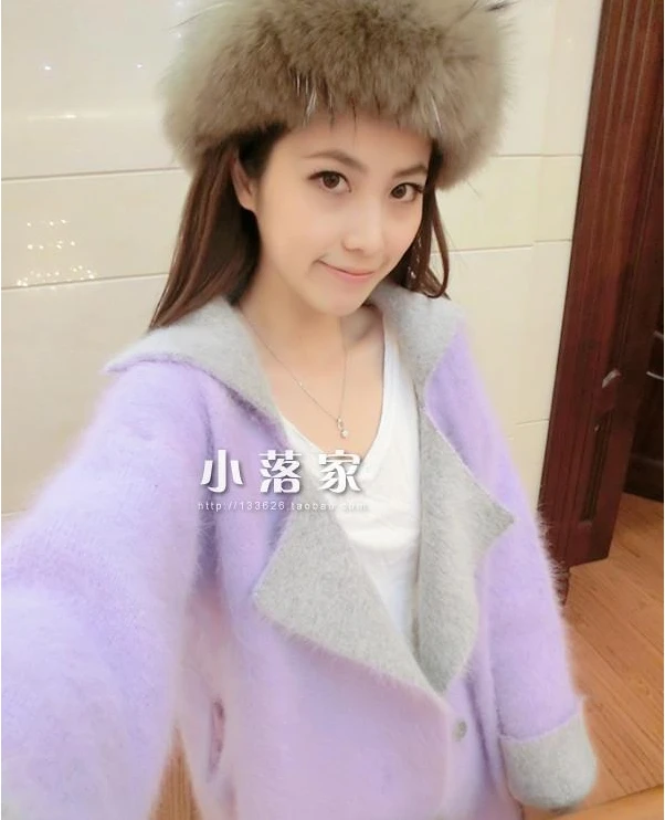 New knit real mink sweater double layer cashmere velvet trench Coat Winter long Jacket free shipping TP191 | Женская одежда